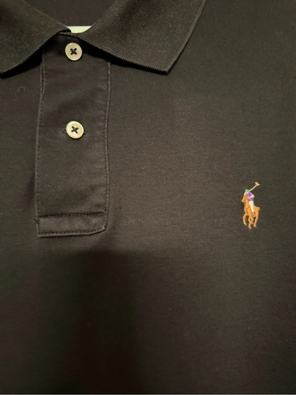 Polo Ralph Lauren Black Polo Shirt XXL Custom Fit Short Sleeve Embroidered Pony